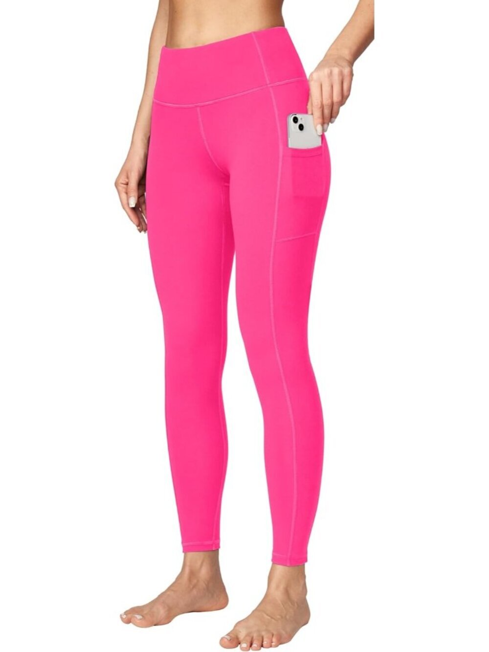 Women's Hot Pink Tummy Control Workout Imported Compression Yoga Leggings